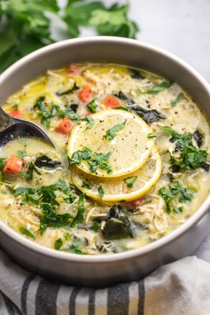 Healthy Greek Lemon Chicken Soup {Paleo, Low Cal} Skinny Fitalicious®