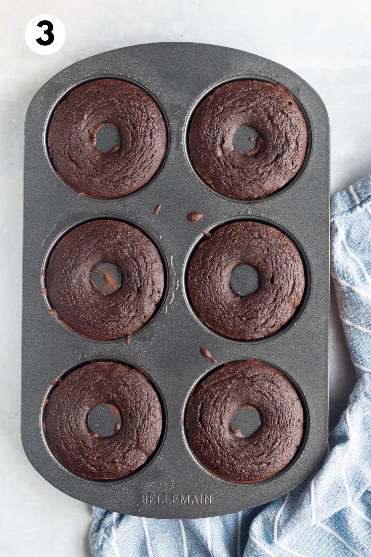 Protein donuts baked in a pan.