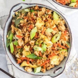 Healthy fried rice in a bowl on the table.