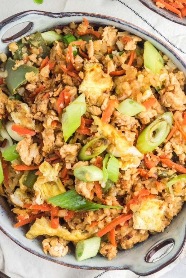 Healthy fried rice in a bowl on the table.