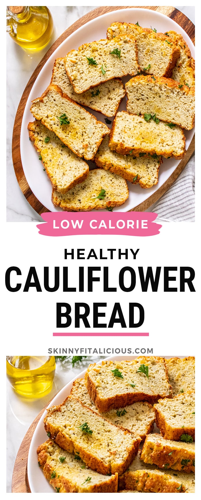 Healthy Cauliflower Bread is low carb, high protein, gluten free and low calorie. 