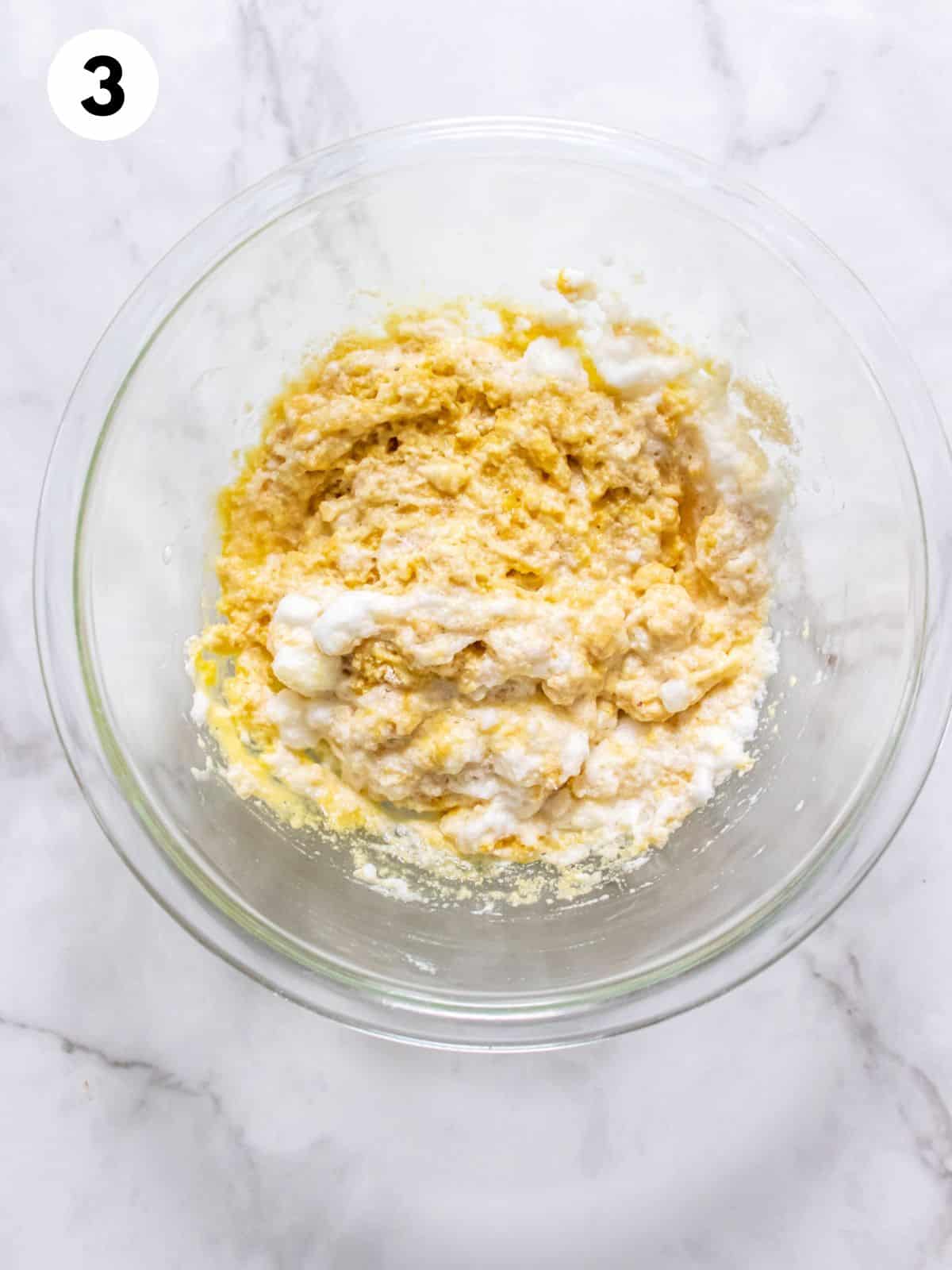 Ingredients added to the bowl to mix. 