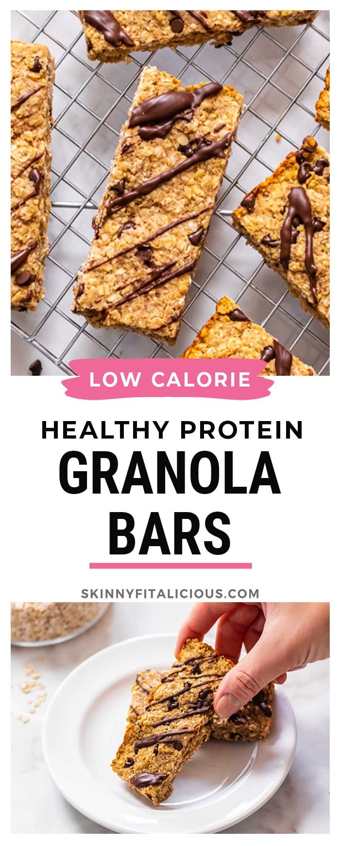 Healthy Protein Granola Bars are low calorie, gluten free and delicious! An easy protein snack that's chewy and healthy.