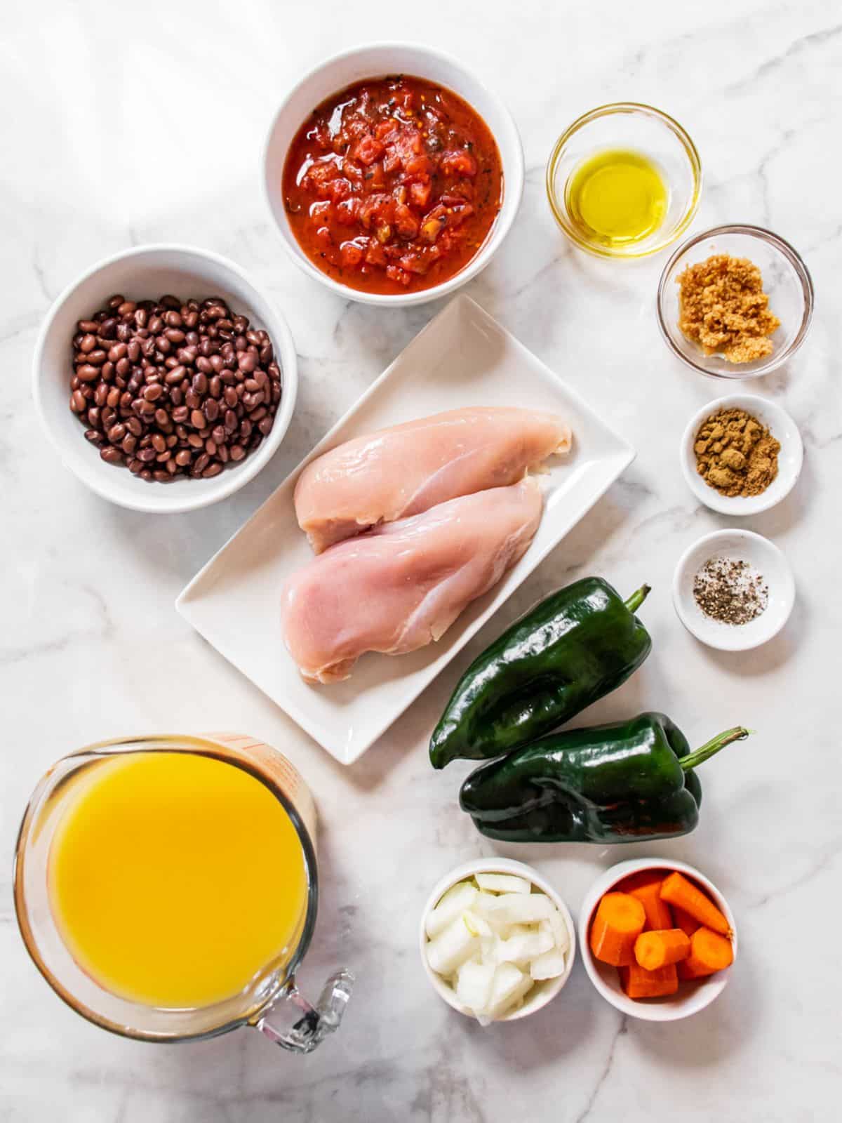 ingredients for healthy chicken tortilla soup