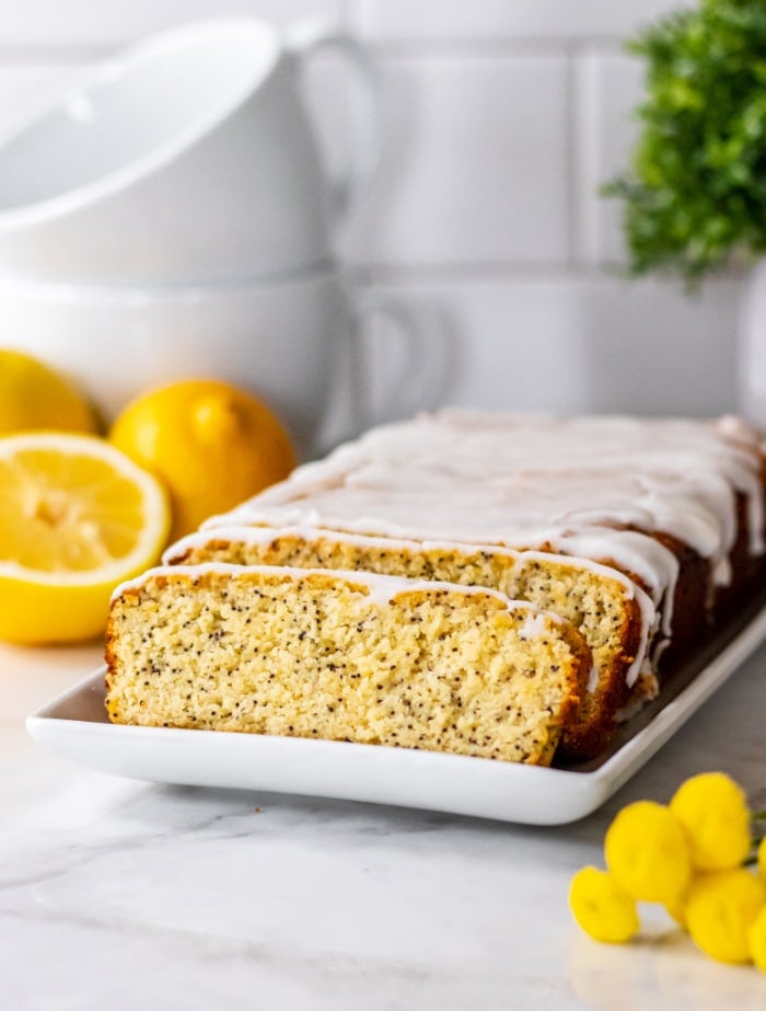 Healthy Low Carb Lemon Poppy Seed Bread made gluten free, with a boost of protein and sweetened with honey is a delicious, healthier snack! 