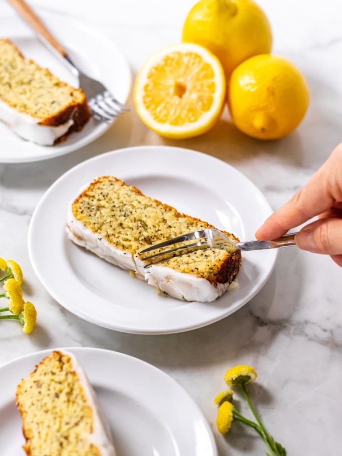 Healthy Low Carb Lemon Poppy Seed Bread made gluten free, with a boost of protein and sweetened with honey is a delicious, healthier snack! 