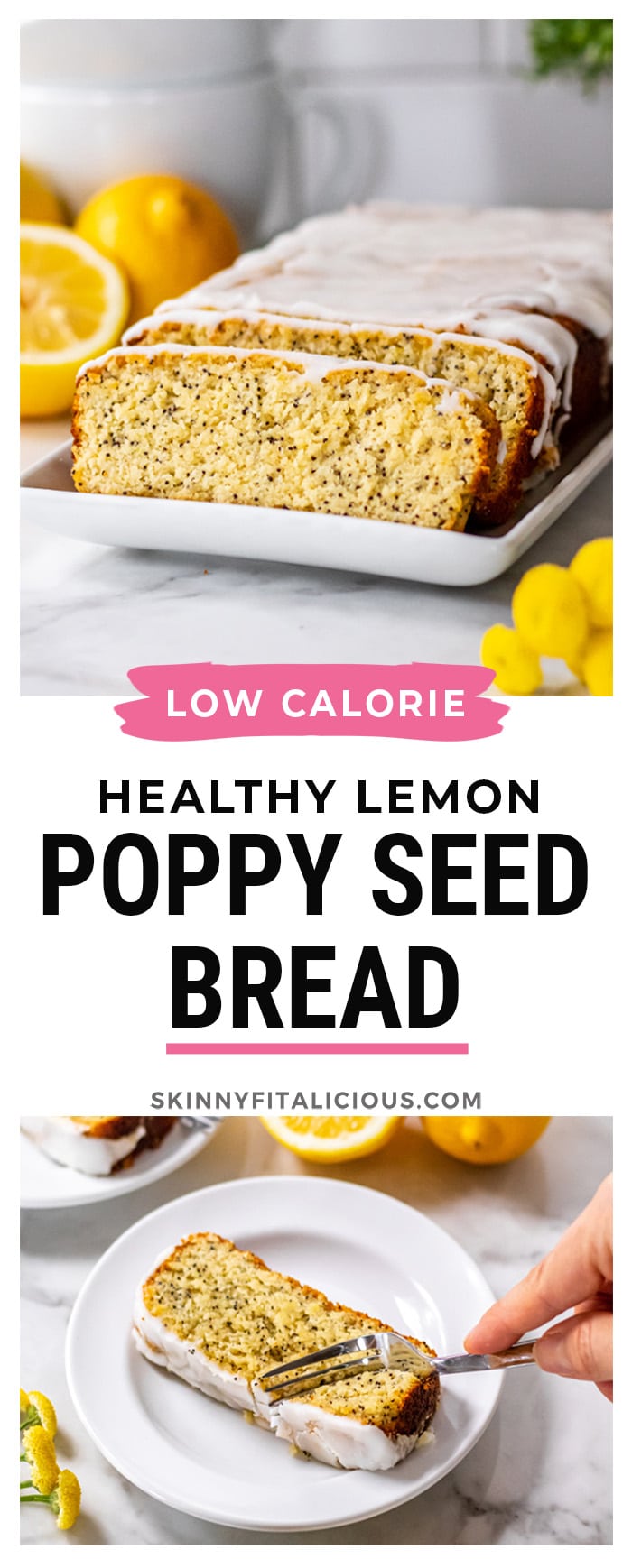 Healthy Low Carb Lemon Poppy Seed Bread made gluten free, with a boost of protein and sweetened with honey is a delicious, healthier snack! 