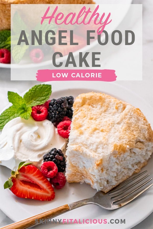 Healthy Angel Food Cake is low calorie, gluten free and made sugar free. The best light and fluffy angel food cake. 