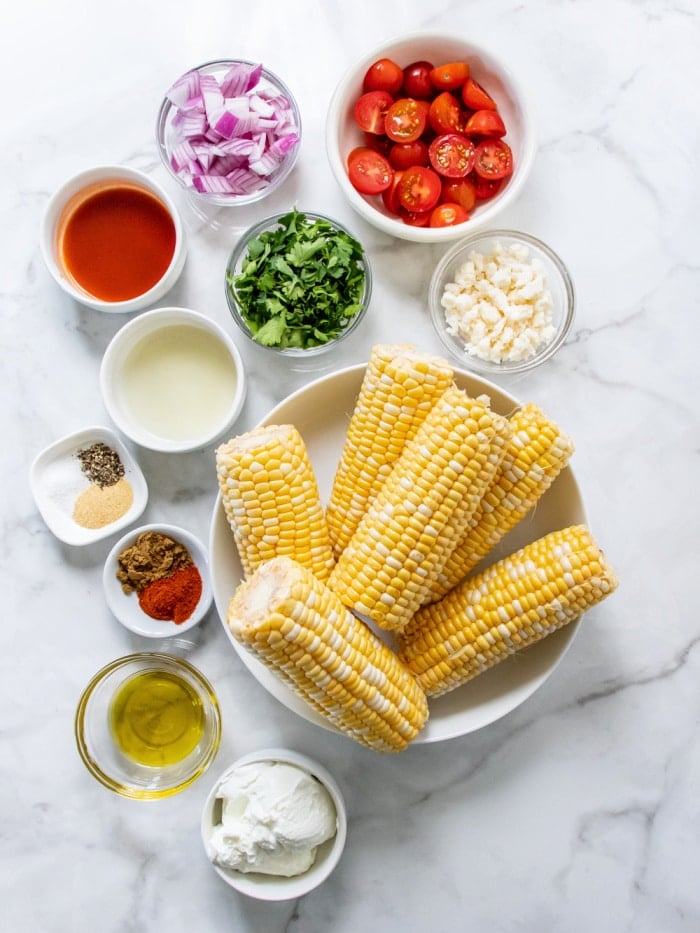 ingredients for low calorie Mexican street corn
