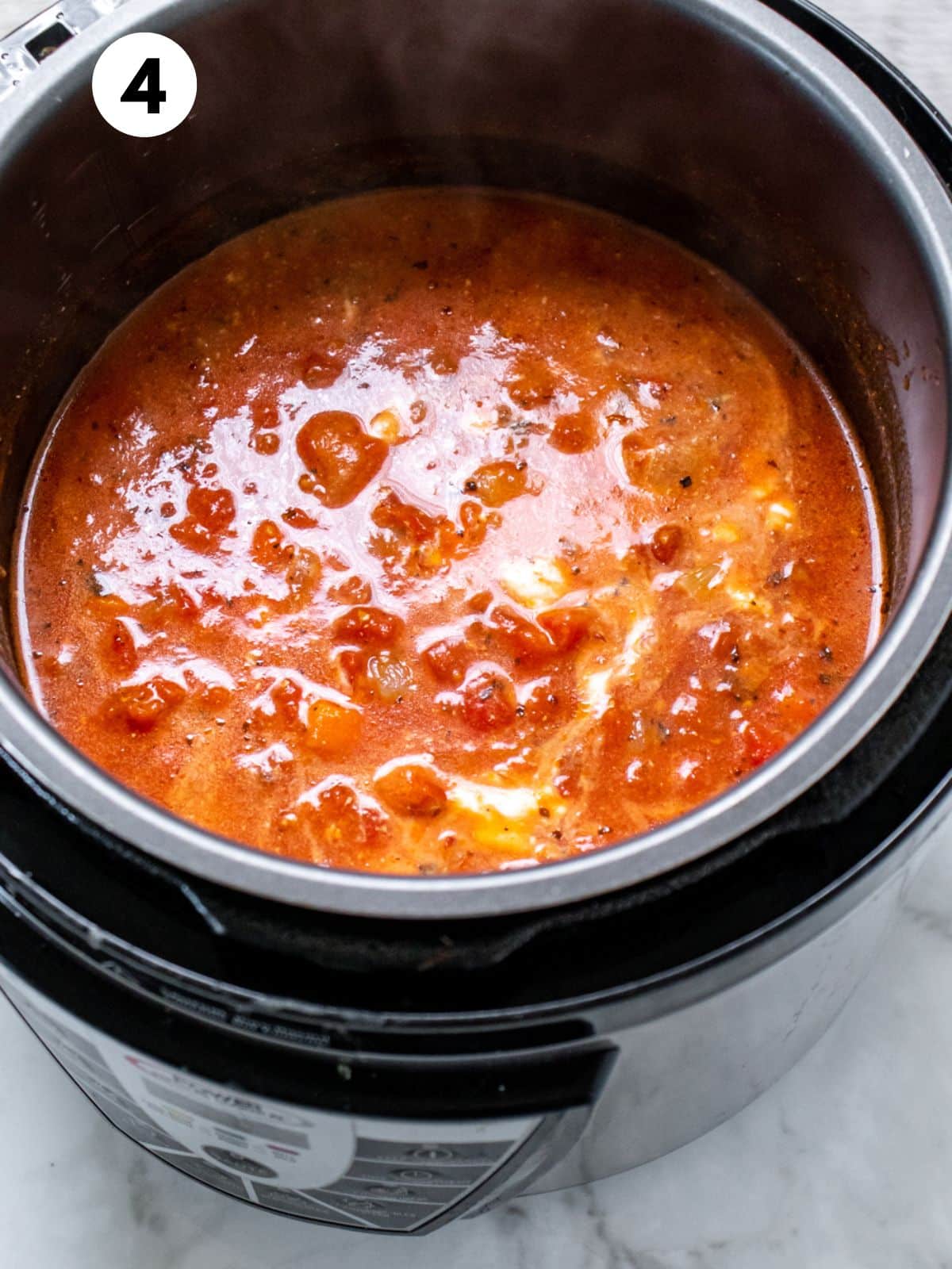 Healthy tomato soup cooked in an Instant pot.