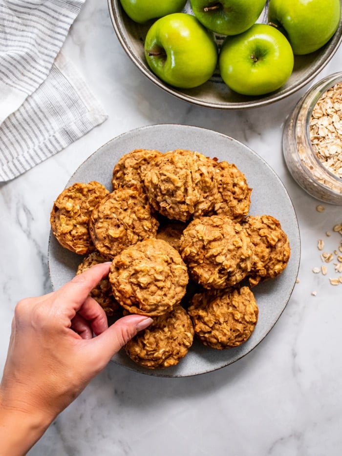 Low Calorie Greek Yogurt Apple Muffins are higher protein, healthy and easy to bake!