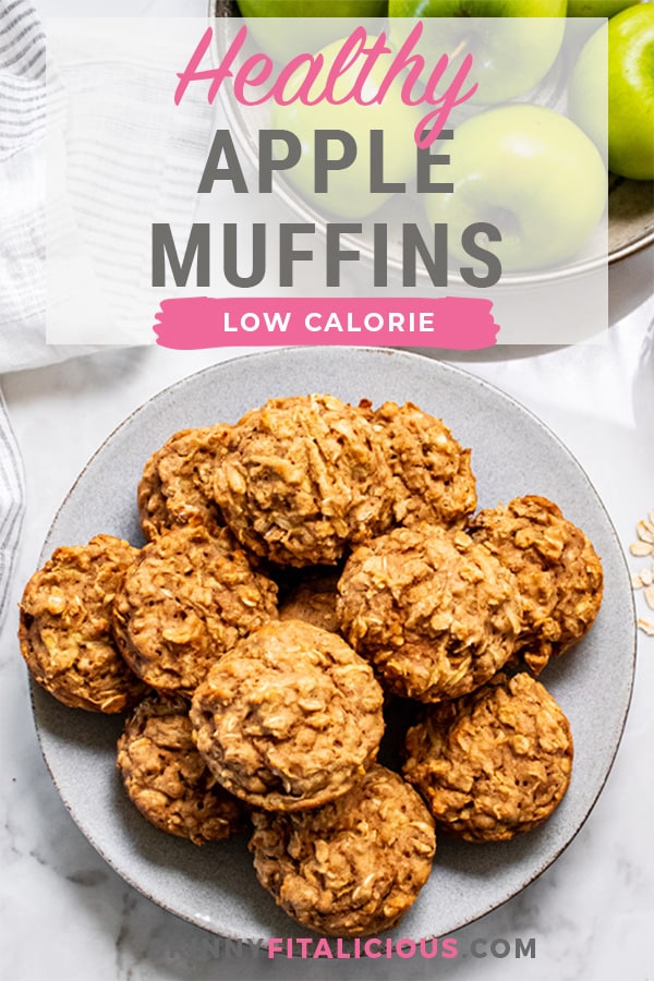 Low Calorie Greek Yogurt Apple Muffins are higher protein, healthy and easy to bake! Made with oats, cinnamon, yogurt and flour they make a yummy fall treat!