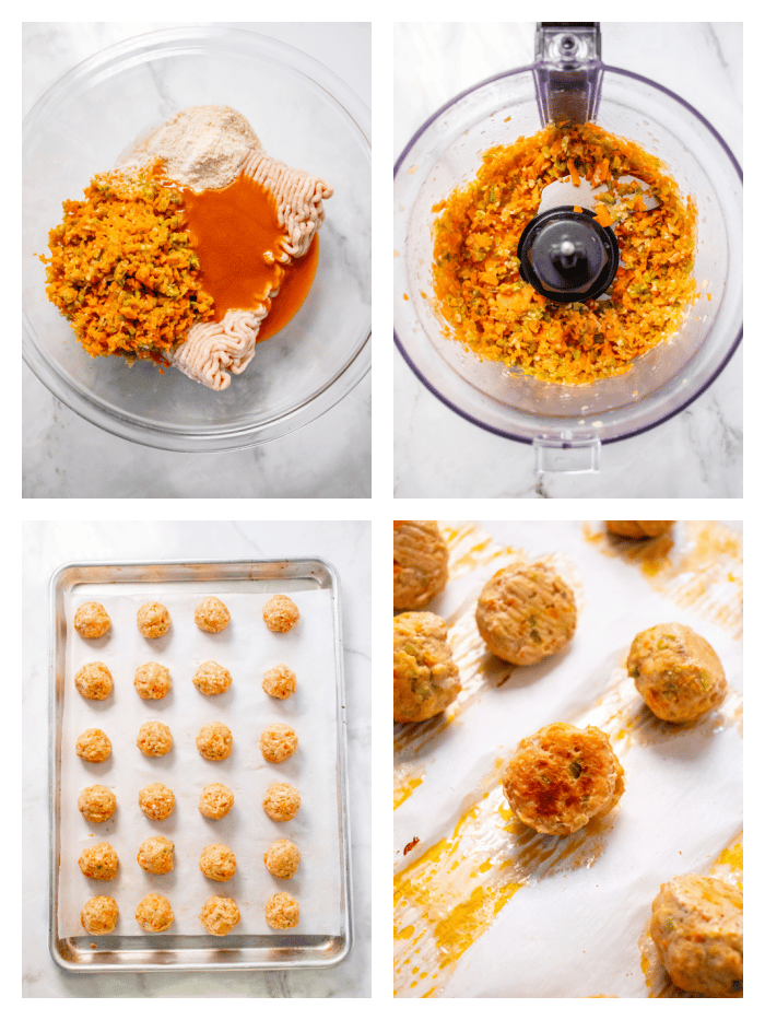 instructions for healthy buffalo chicken meatballs