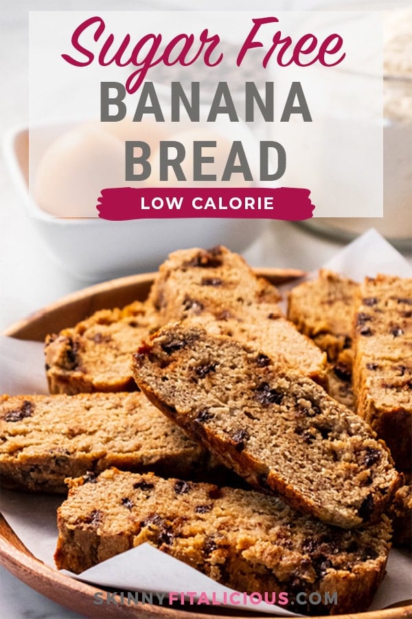 Sugar Free Banana Bread with coconut flour is healthy, low calorie, gluten free, packed with fiber and delicious flavor! 