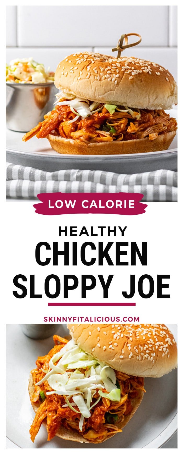 Healthy Shredded Chicken Sloppy Joes is a low calorie meal made easy in a slow cooker with a flavorful sauce. Clean ingredients, delicious taste and family approved! 