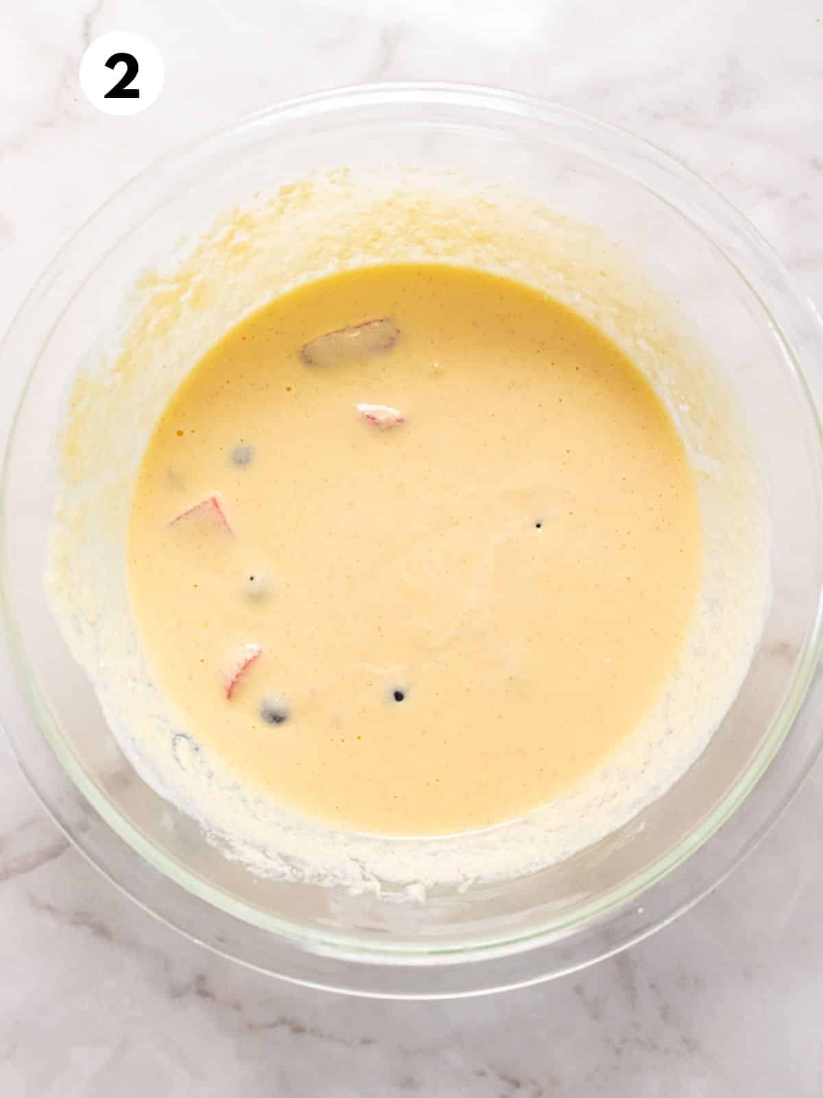 Baked yogurt mixture after whisking in a bowl.
