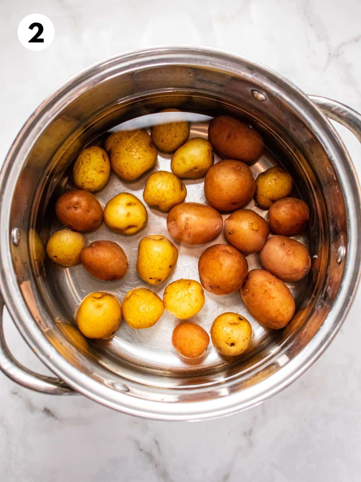 Potatoes in a pot with water.