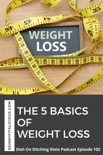 5 basics of weight loss with a measuring tape.
