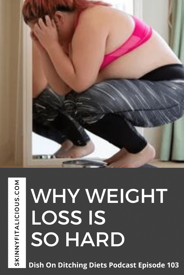 woman frustrated with weight loss crunched down on a scale.