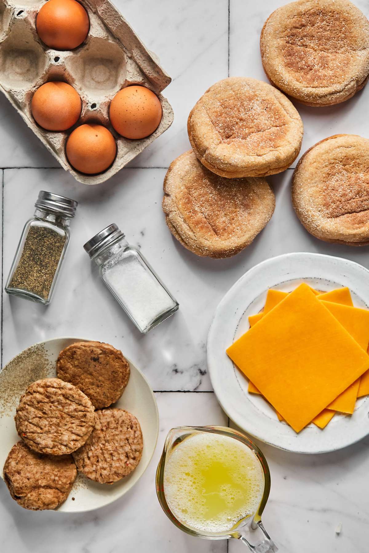 Ingredients to make high protein sandwiches on the table before preparing.