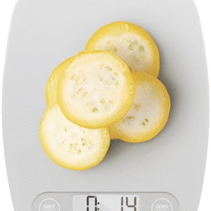 food scale with lemon slices on top.