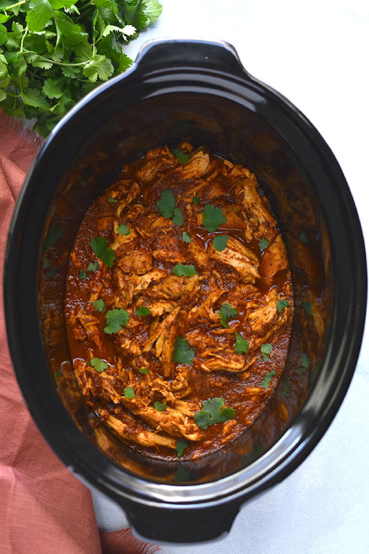 shredded chicken and chipotle in a slow cooker.