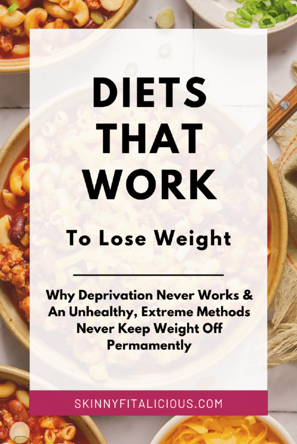 image of a bowl of chili macaroni and cheese with the words diets that work for weight loss over it.