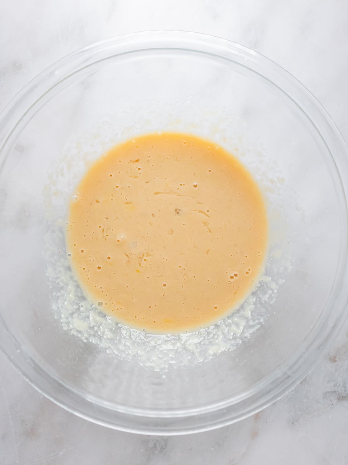 Wet ingredients mixed together.