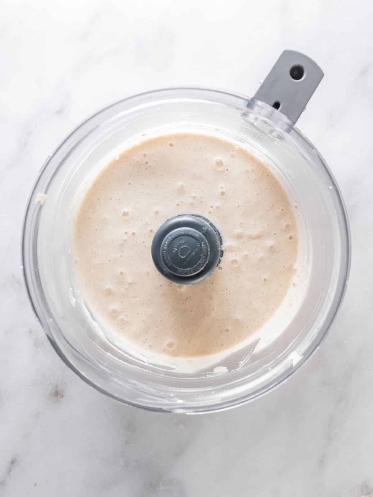 All the ingredients in a blender.