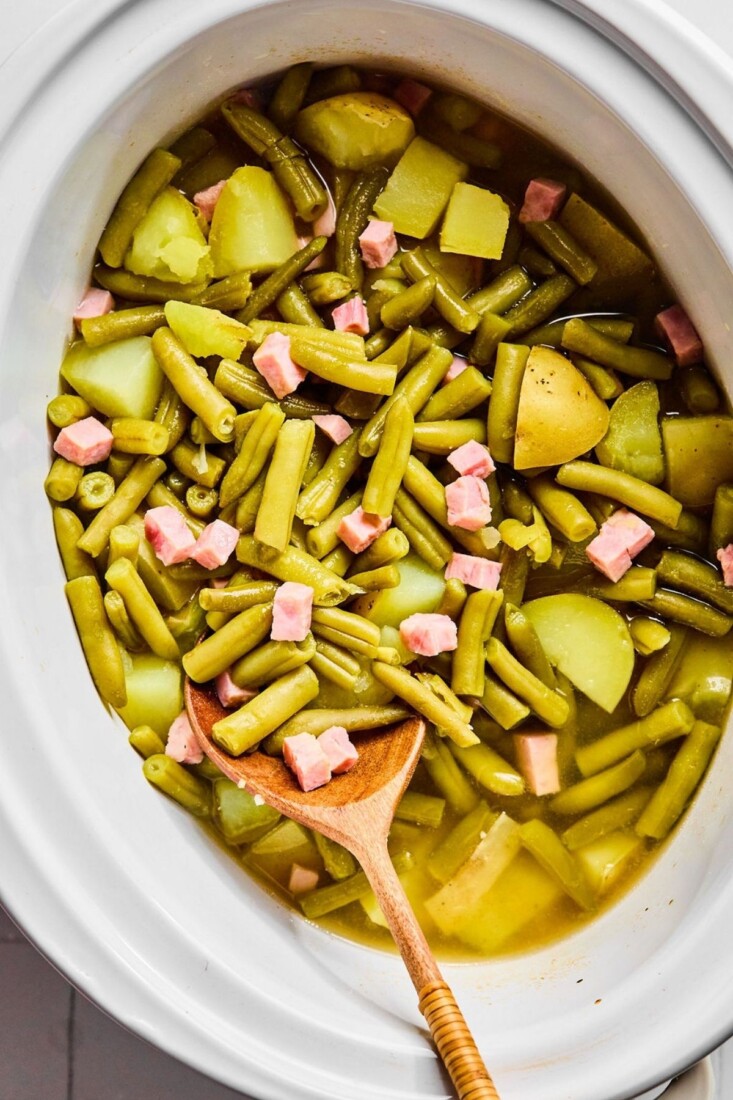 The Ham green beans and potatoes dish cooked.