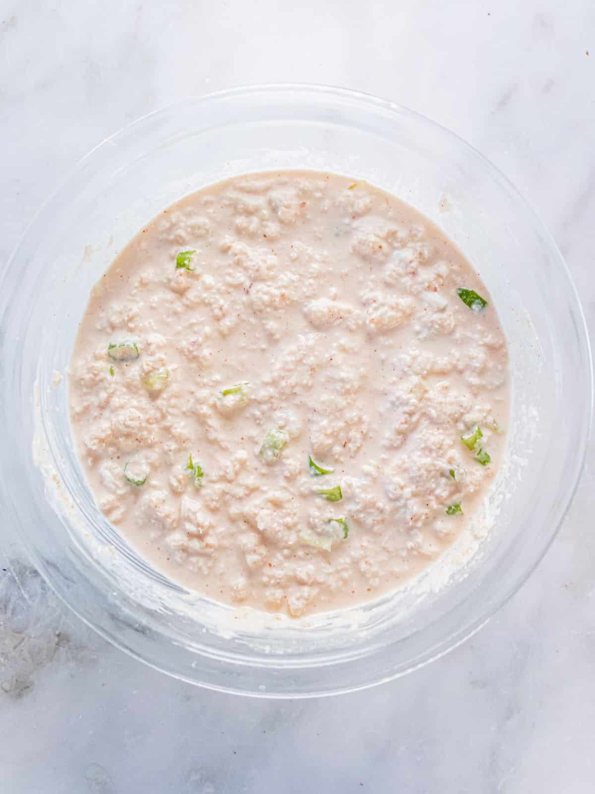 Crab added to the dip mixture.