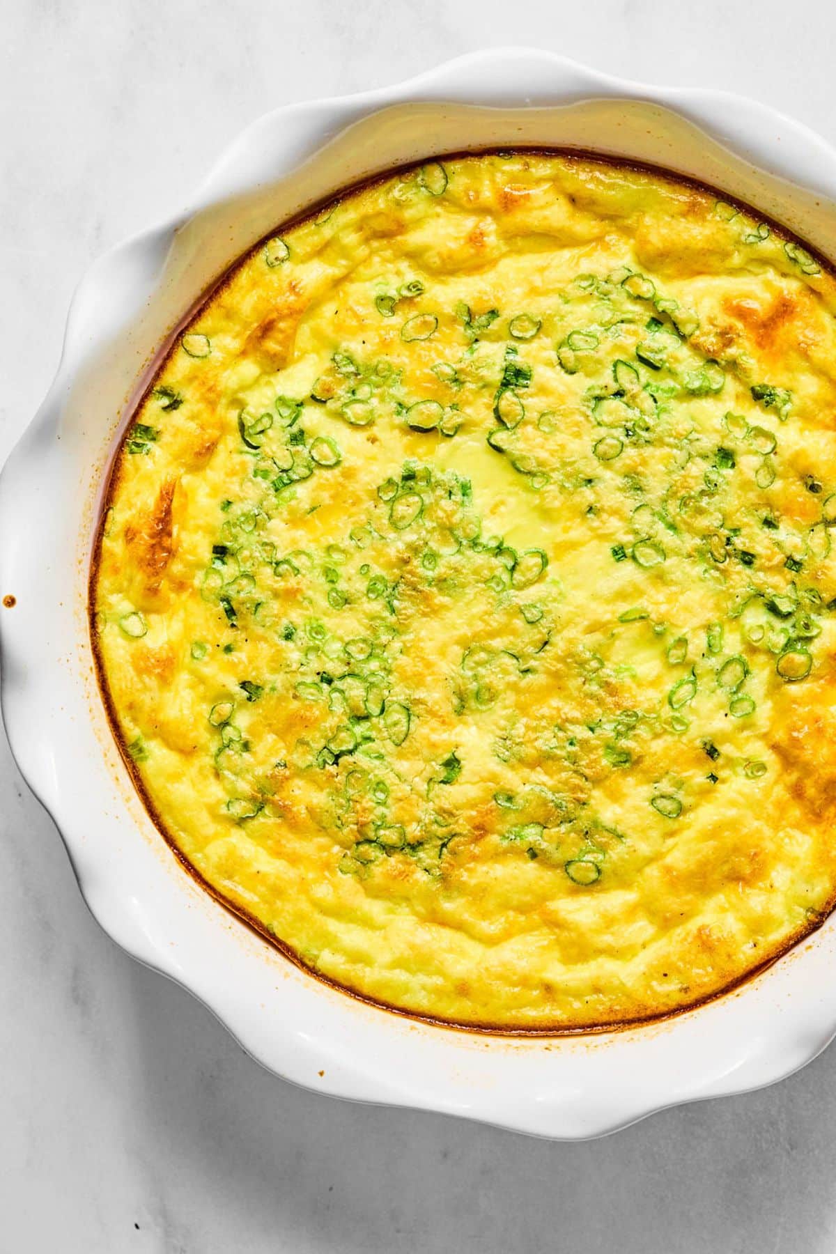 Quiche cooked in a baking dish.