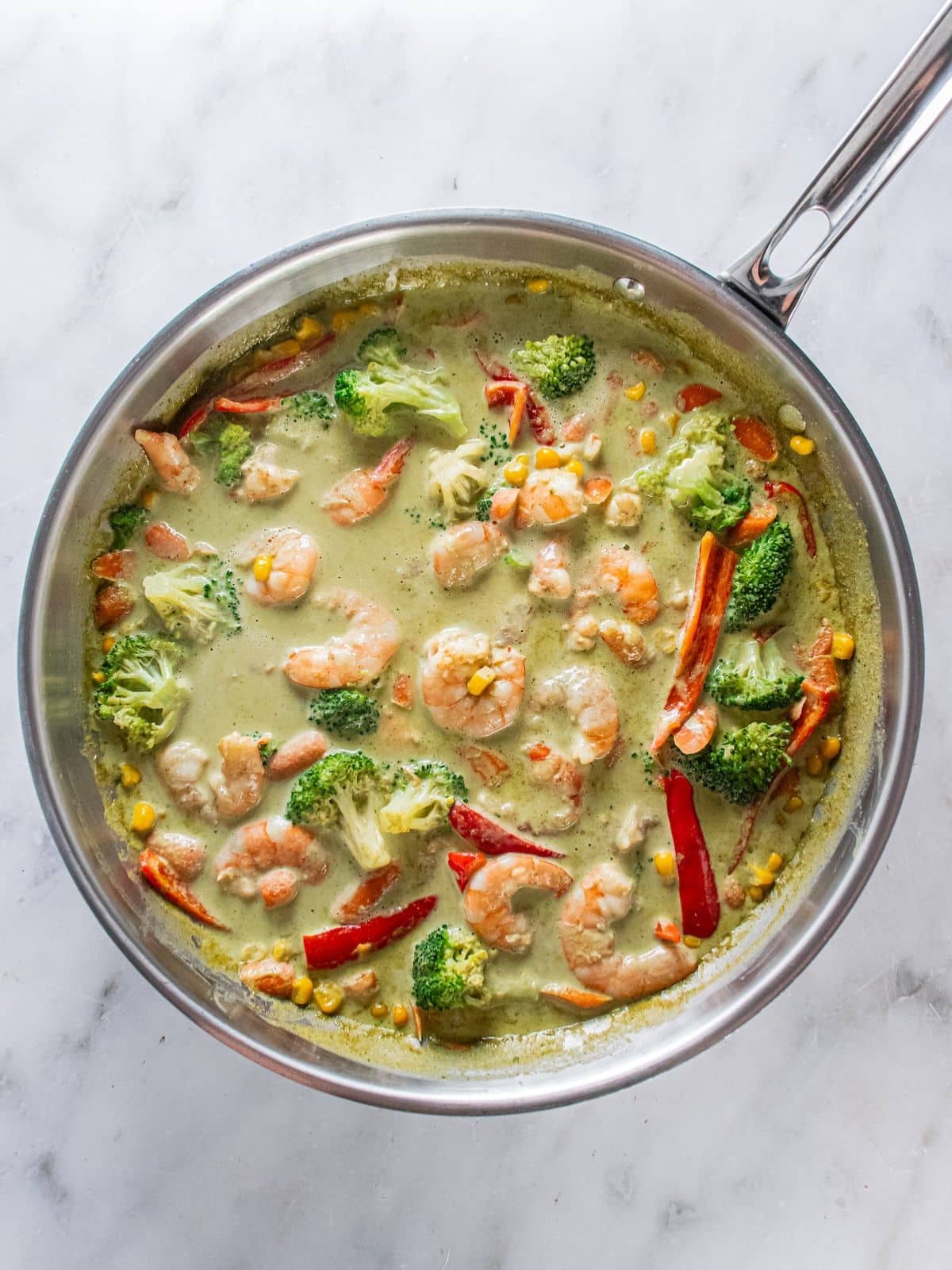 Shrimp added to finish off the dish.