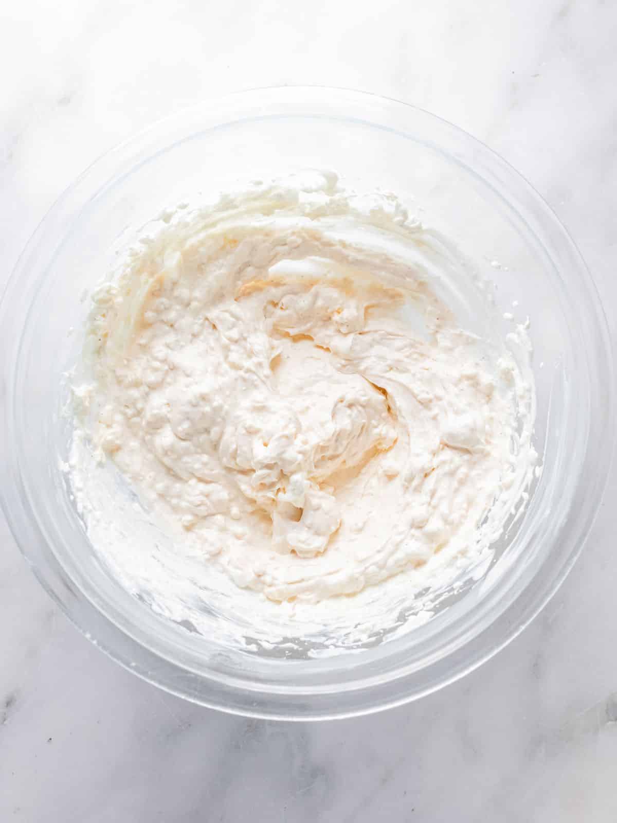 Ingredients added to the cream cheese mixture.