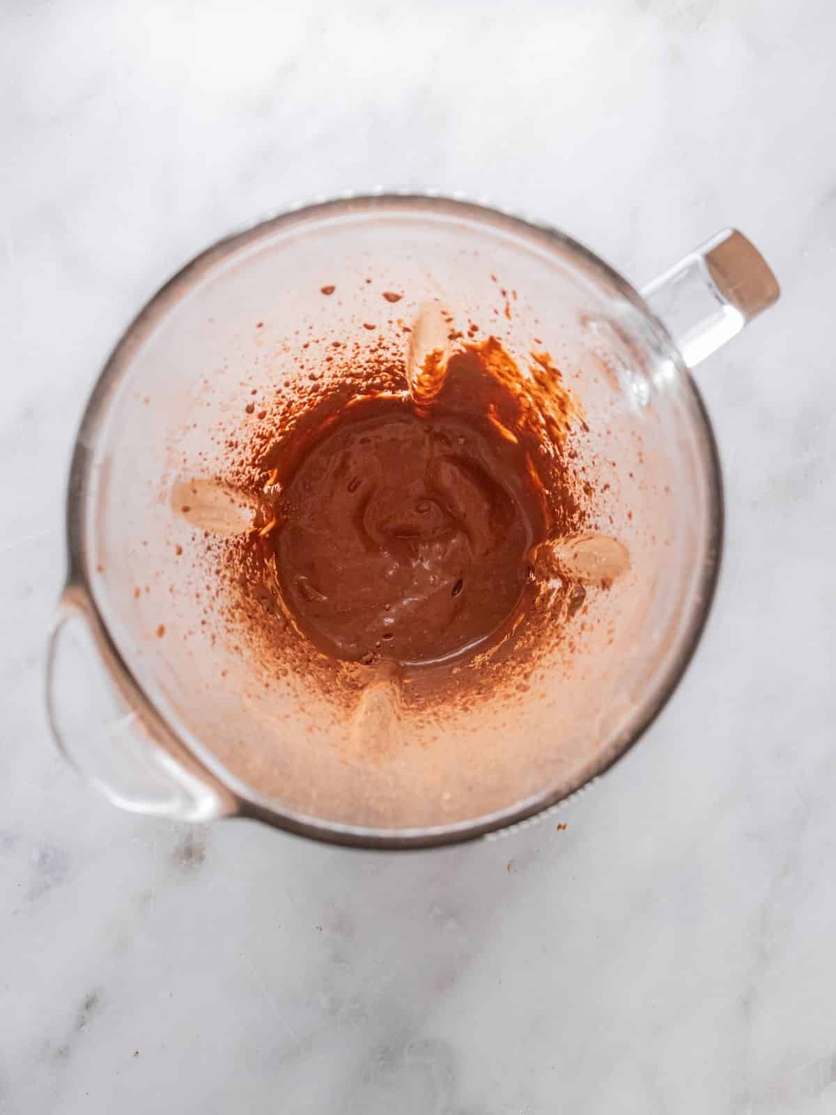 All the ingredients in a blender.