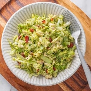 Guacamole chicken salad on a plate.