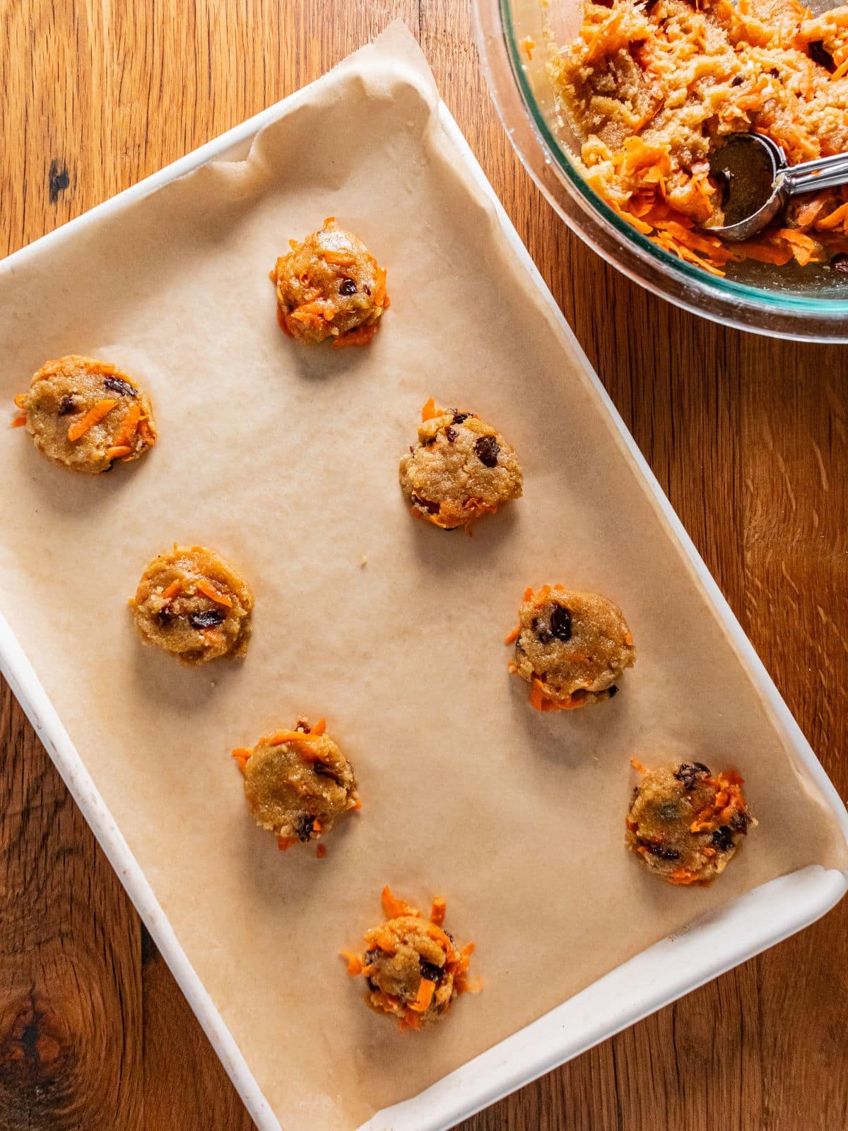 Cookie scoop to form the dough on a baking sheet.