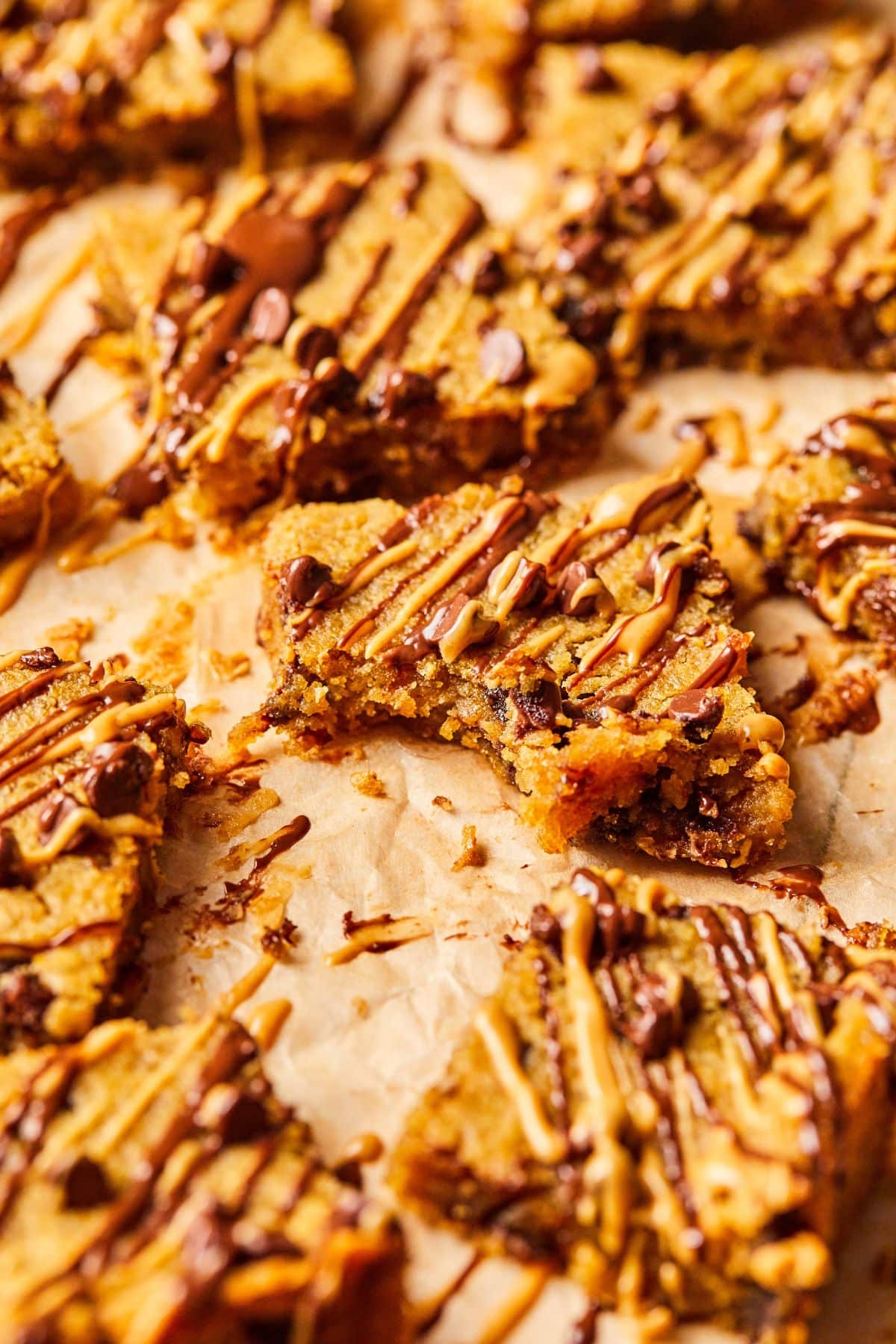 A piece of chickpea blondie bitten into.