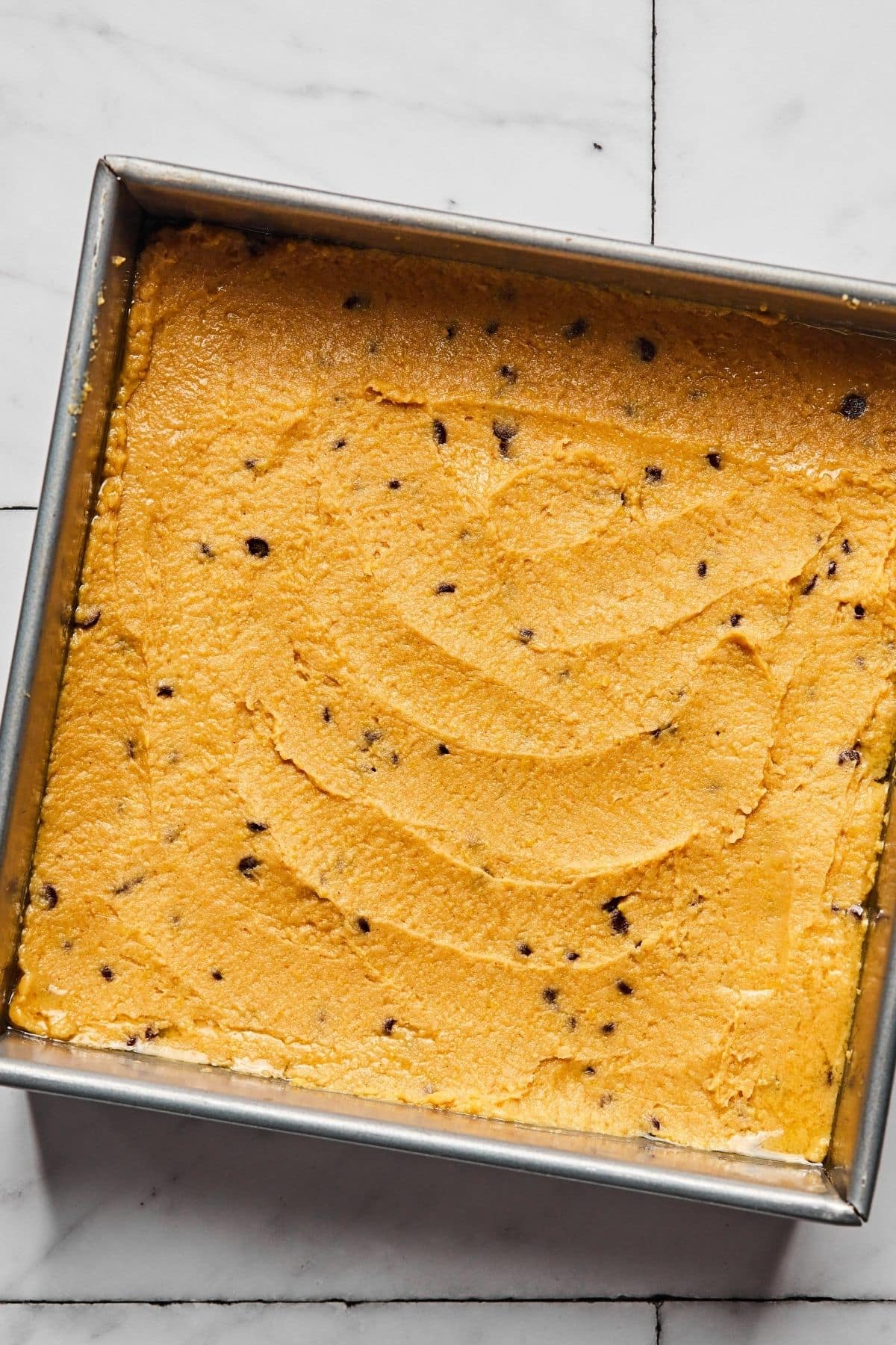 The blondie mixture into a pan.