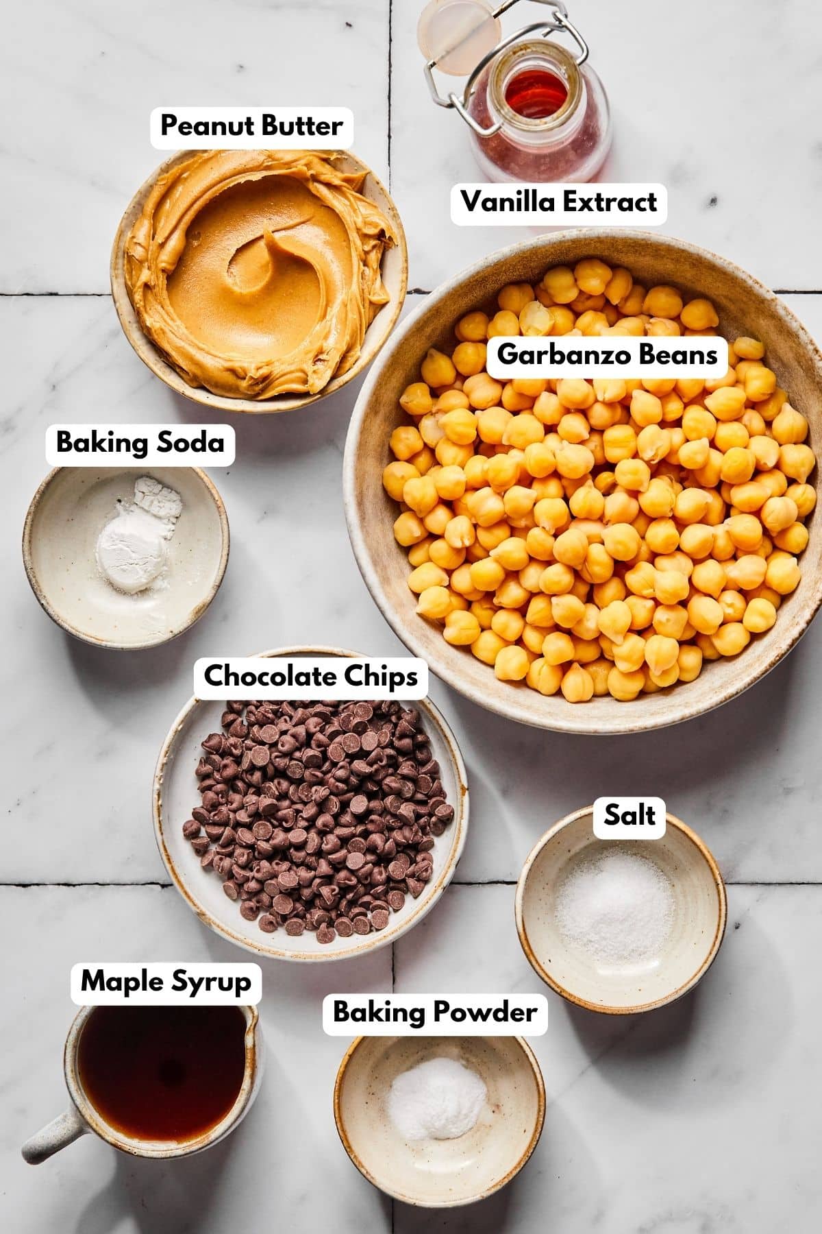 Ingredients to make these chickpea blondies on a table.