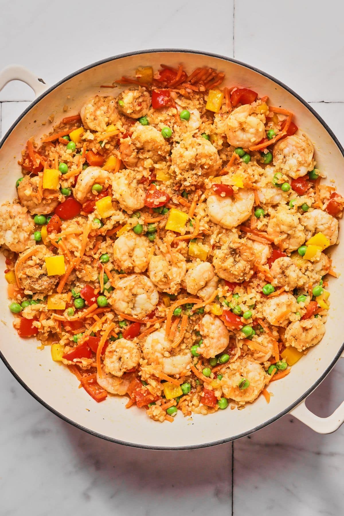 Everything mixed together in the pan.