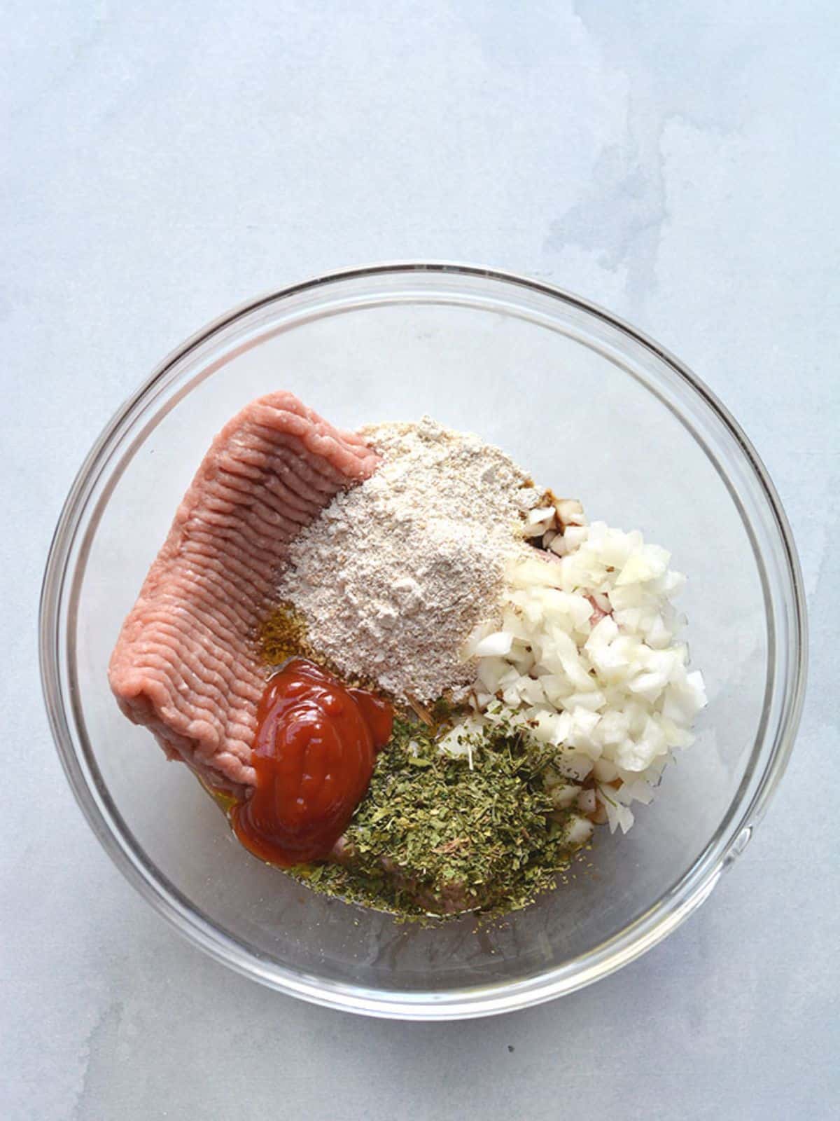 All the ingredients in a bowl to mix.