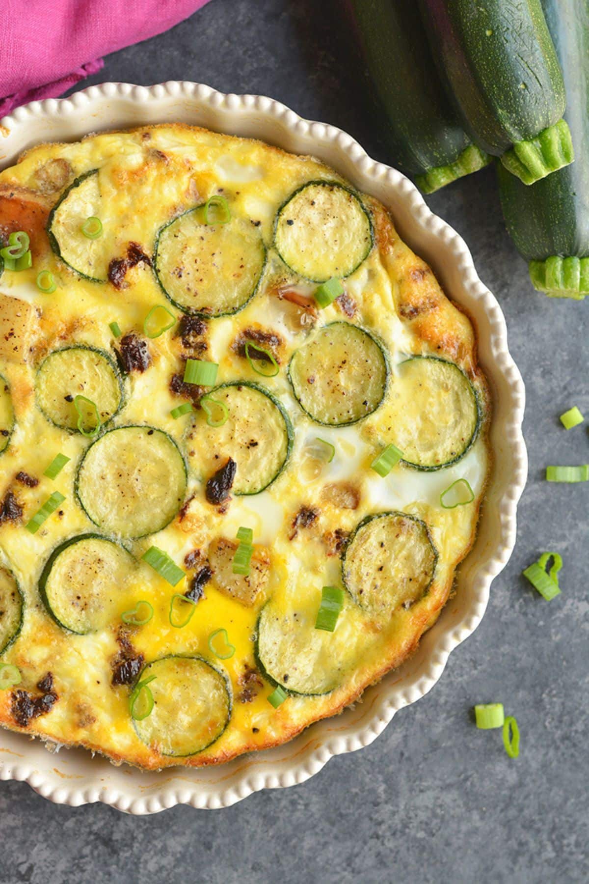 A sweet potato egg bake in a tart pan.