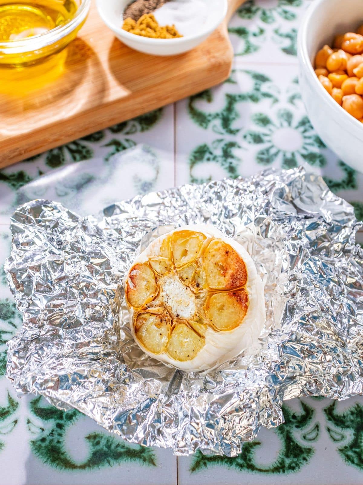 A garlic head cooked.