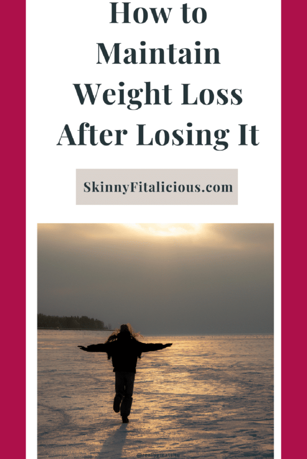 picture of a woman walking next to the ocean with the words "how to maintain weight loss after losing it."
