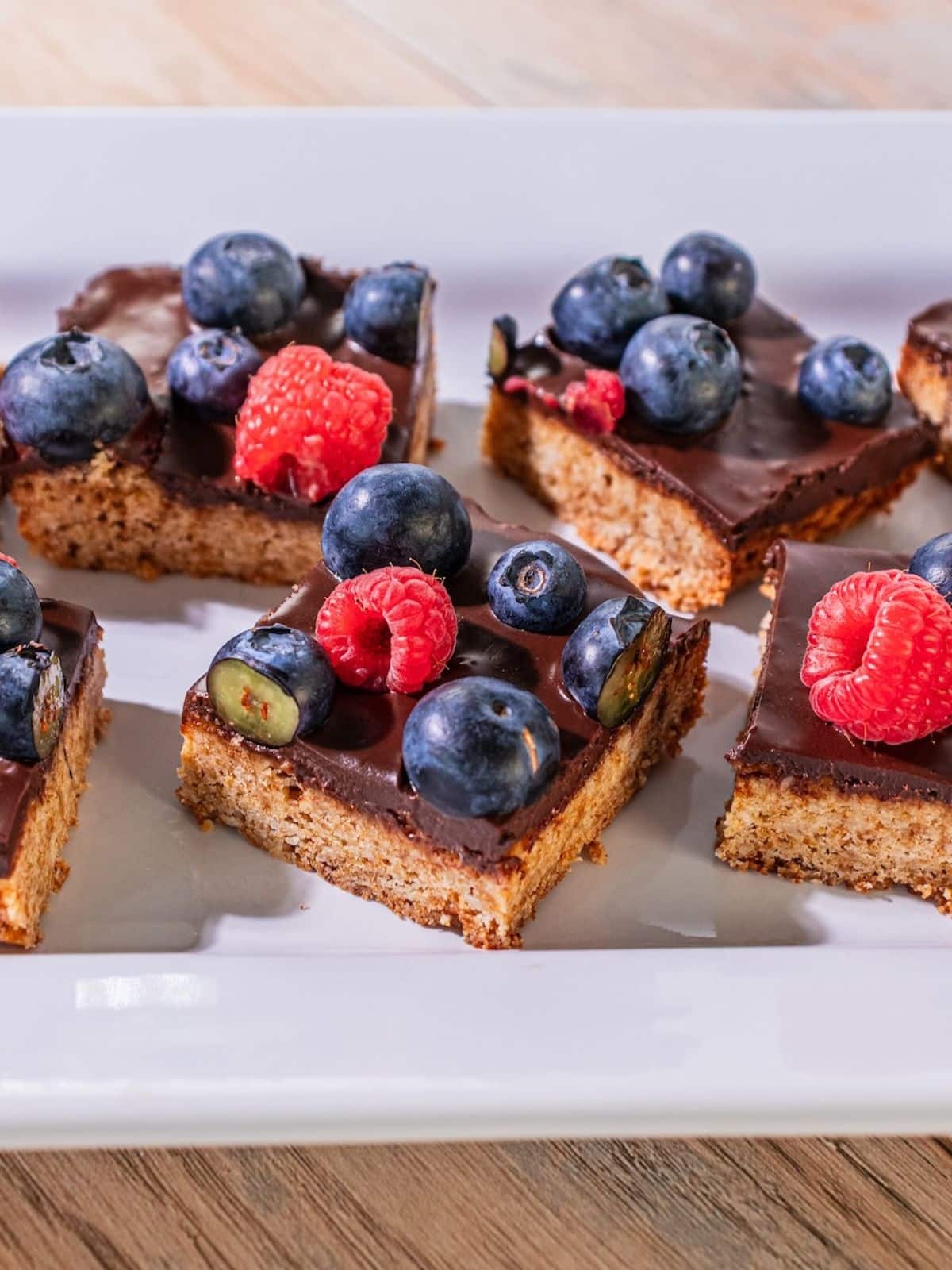 Gluten free berry bars on a plate.
