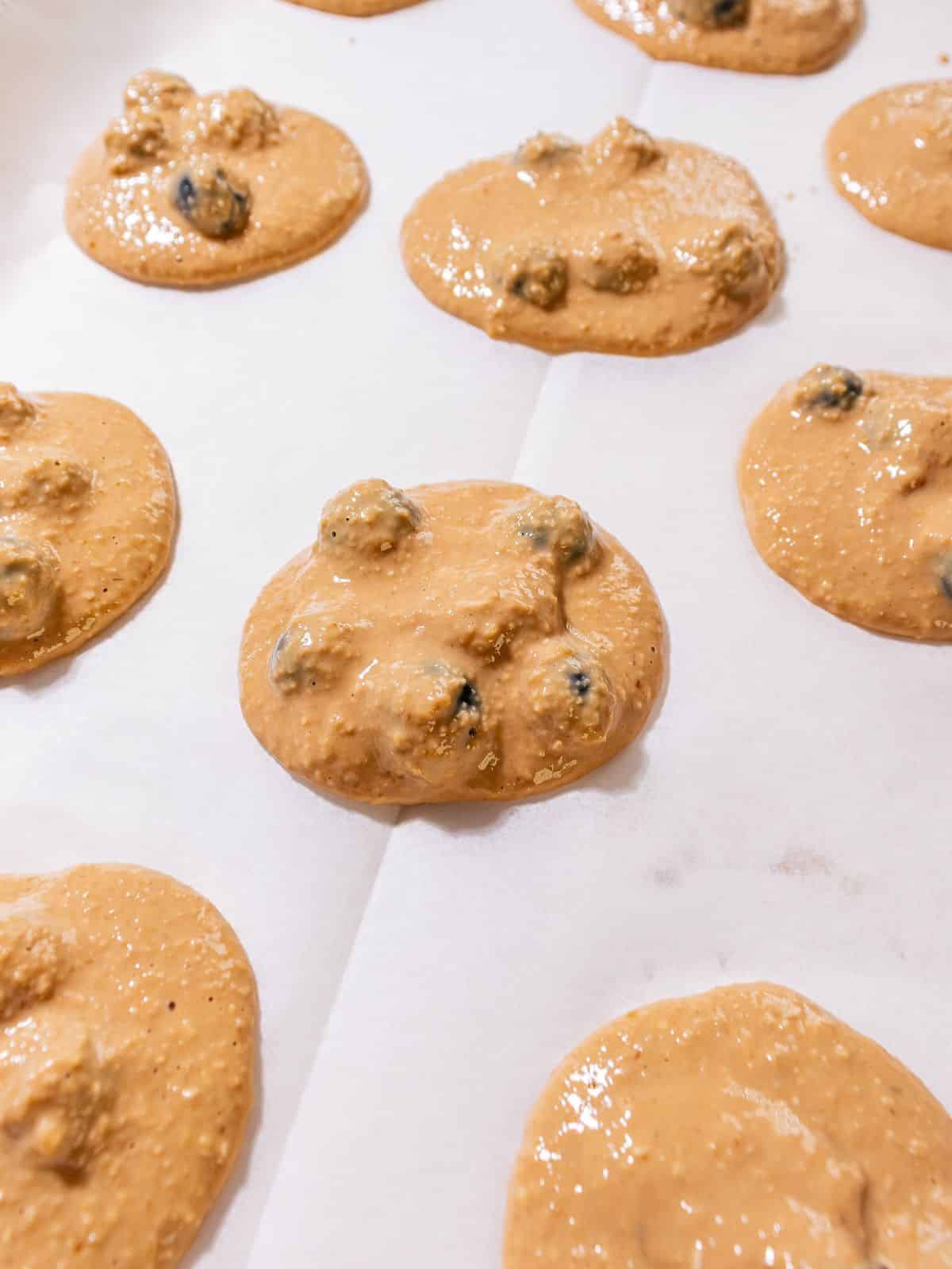 The batter scooped onto a cookie sheet.