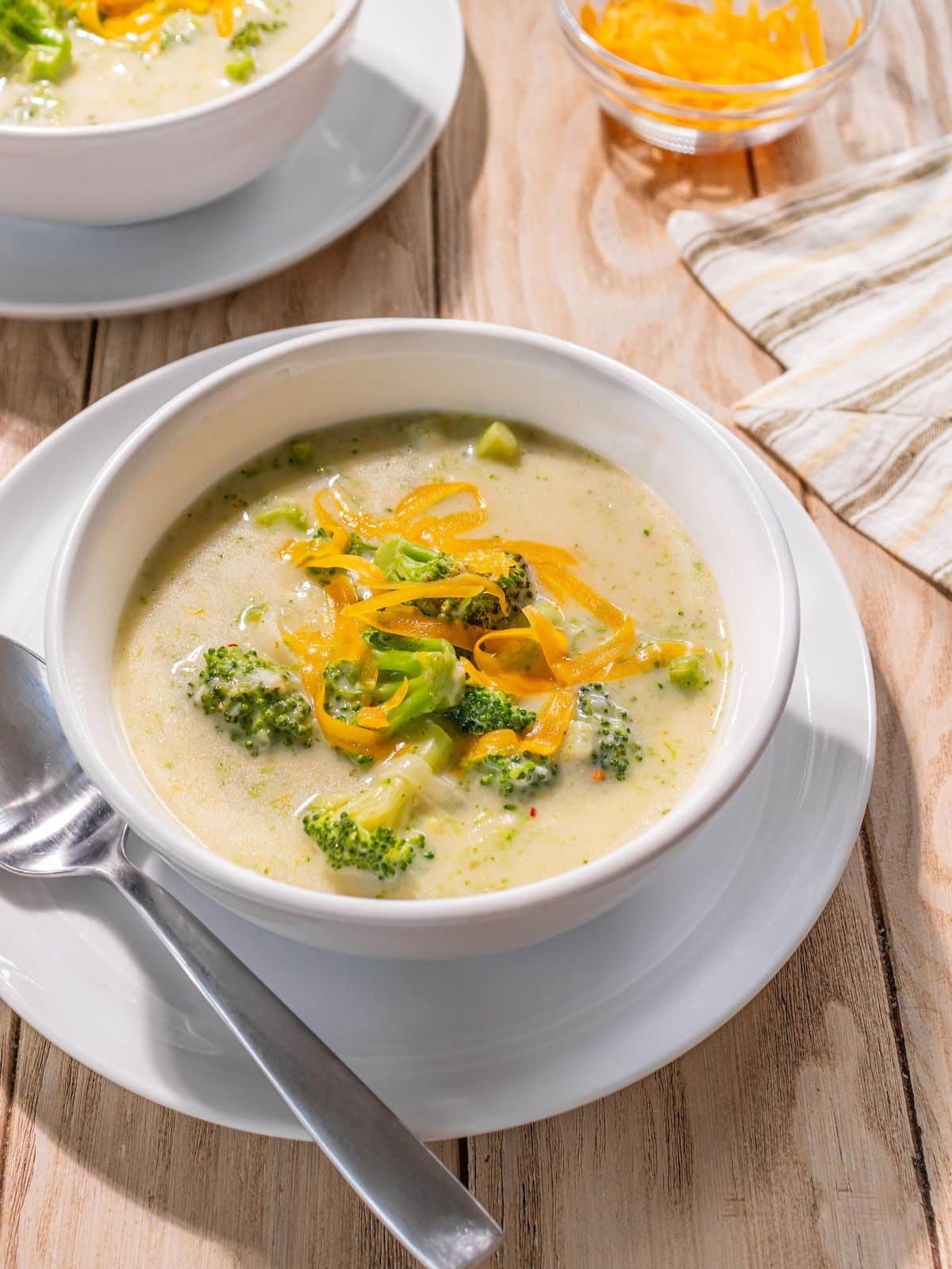 A bowl of healthy broccoli soup.