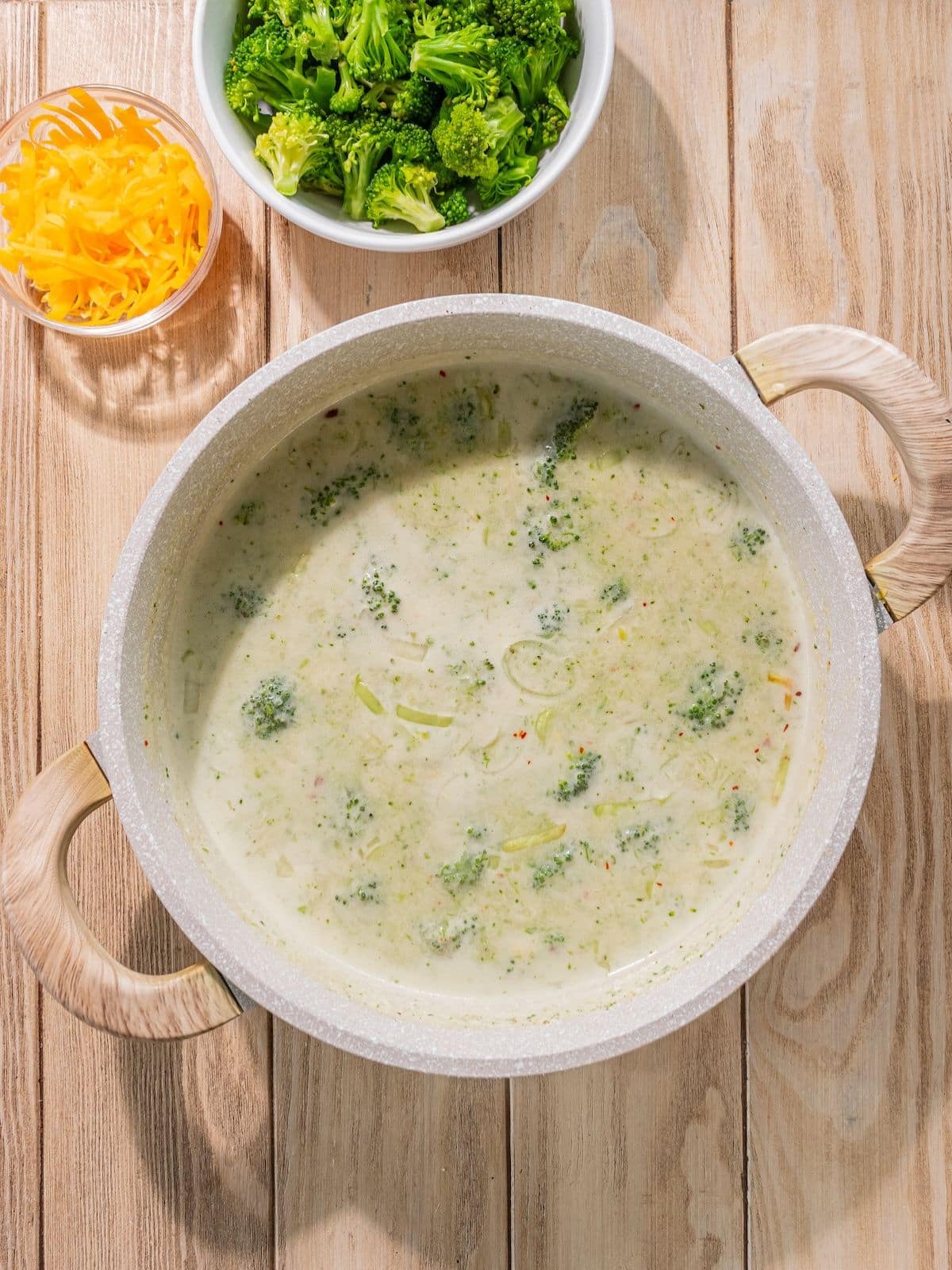 Half of the soup blended.