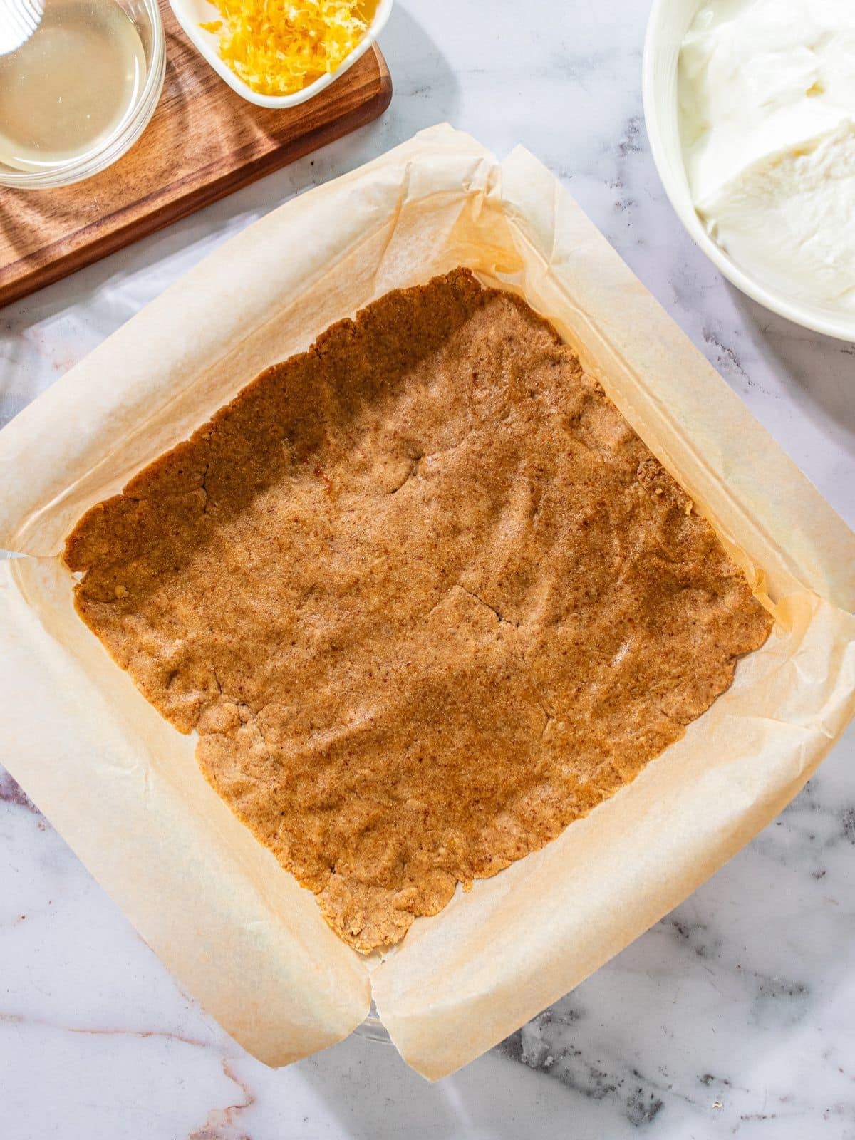 The dough baked in a baking pan.